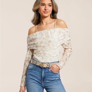 willow & root flocked floral ruched top